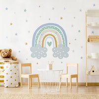 Wandtattoo Regenbogen Mit Wolken Blau Türkis | Mädchen Jungen Kinder Wandsticker Mädchenzimmer Jungenzimmer Babyzimmer Wandaufkleber Herzen von ApalisHOME