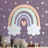 Wandtattoo Regenbogen Mit Wolken Pastell | Mädchen Jungen Kinder Wandsticker Mädchenzimmer Jungenzimmer Babyzimmer Wandaufkleber Herzen von ApalisHOME