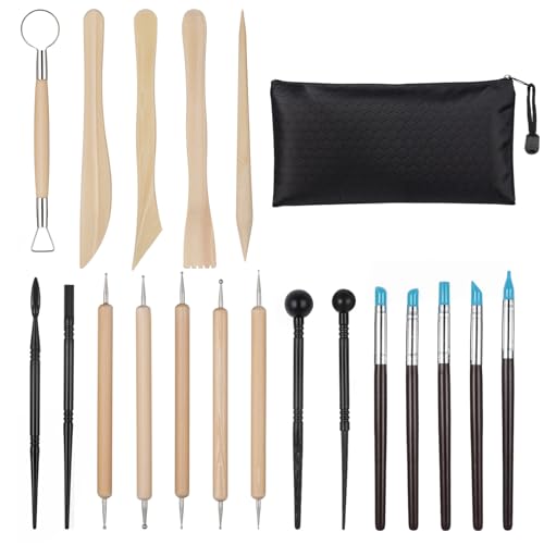 Apausvcm 20STK Modellier-Werkzeug Set,Modelliermasse Lufttrocknend Werkzeug,Polymer Clay Sculpting Tools,Töpferwerkzeug Set,Holz Keramik Ton Werkzeuge Set,für Modellbau Schnitzen DIY-Handwerk Anfänger von Apausvcm