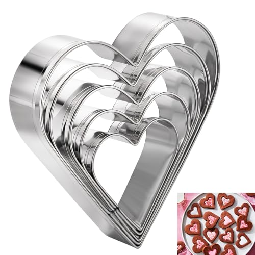 Apausvcm 5 Stück Ausstechformen Herz Set,Herz Plätzchen Ausstecher,Edelstahl Herzausstecher Formm,5 Verschieden Große Keksausstecher,DIY-Backwerkzeuge Für DIY Kekse Fondant Marzipan Tortendeko von Apausvcm