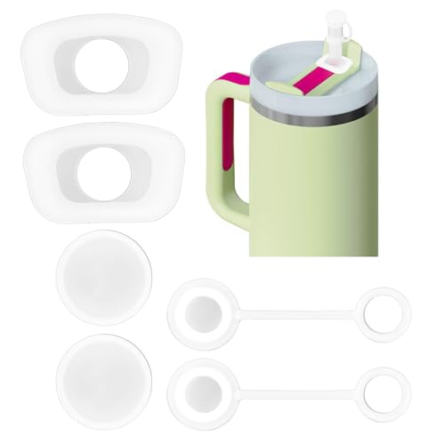 Apausvcm 6 Stk Silikon Auslaufsicheres Stopfen Set,Silikon Stopfen Strohhalm Abdeckung,Strohhalm-Deckel,Trinkhalm-Abdeckung,Quadratische Stöpsel,Runde Auslaufstopfen,Cup Zubehör für 800-1100ml Tumbler von Apausvcm