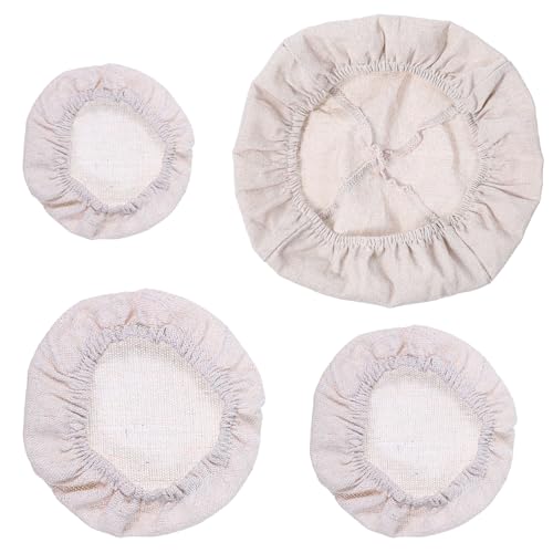 Sauerteigglas-Abdeckung, wiederverwendbar, Brotgärkorb, Stoff, elastisch, Leinen, Baumwolle, Lebensmittelabdeckung für Einmachgläser, Kombucha-Glasschalen (4 Größen) von Apausvcm