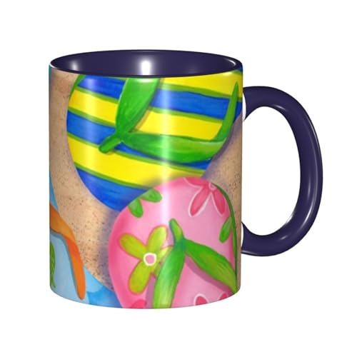 Apbdffjnf Funny Flip Flops Hausschuhe Kunstdruck Keramik Kaffeetassen 325 ml Keramikbecher Teetassen mit Griff für Büro und Zuhause Marineblau von Apbdffjnf
