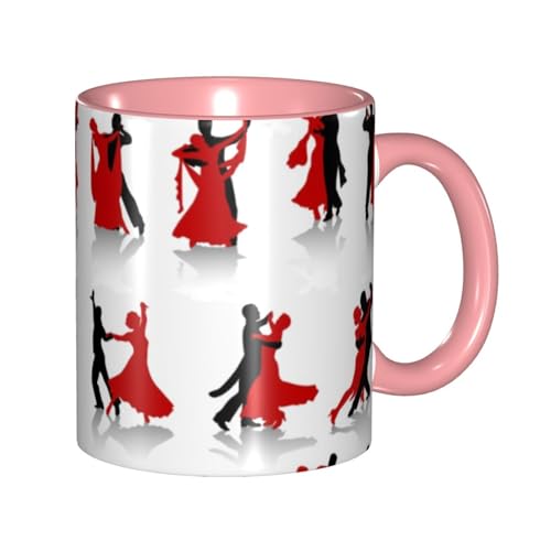 Apbdffjnf Keramik-Kaffeetassen mit Ballsaal-Tanz-Druck, 325 ml, Keramiktassen, Teetassen mit Griff, für Büro und Zuhause, Rosa Apbdffjnf Keramik-Kaffeetassen mit Ballsaal-Tanz-Druck, 325 ml, Keramiktassen, Teetassen mit Griff, für Büro und Zuhause, Rosa von Apbdffjnf