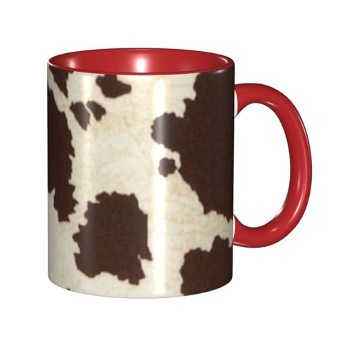 Apbdffjnf Keramik-Kaffeetassen mit Kuhfell-Aufdruck, 325 ml, Keramiktassen, Teetassen mit Griff, für Büro und Zuhause, Rot Apbdffjnf Keramik-Kaffeetassen mit Kuhfell-Aufdruck, 325 ml, Keramiktassen, Teetassen mit Griff, für Büro und Zuhause, Rot von Apbdffjnf