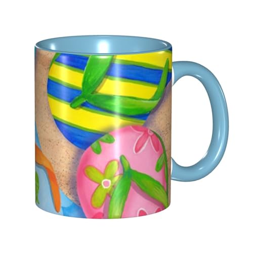 Apbdffjnf Lustige Flip-Flops Hausschuhe Kunstdruck Keramik Kaffeetassen 325 ml Keramikbecher Teetassen mit Griff für Büro und Zuhause Himmelblau von Apbdffjnf