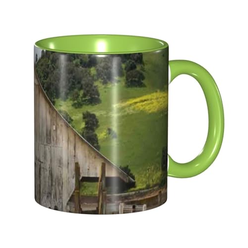 Apbdffjnf Old Wooden Barn with Rusted Tractor Print Ceramic Coffee Mugs, 325 ml Ceramic Mugs Tea Cups with Handle for Office and Home Green Apbdffjnf Old Wooden Barn with Rusted Tractor Print Ceramic Coffee Mugs, 325 ml Ceramic Mugs Tea Cups with Handle for Office and Home Green von Apbdffjnf