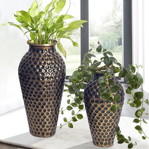 Vase 2er Set Blumenvase Aluminium Amphore, Handgefertigt Tischdeko Wohndeko Vasen Deko Ornamente, Moderne Tischvase Dekovase Bodenvase für Wohnzimmer, Schlafzimmer, Büro, Küche, Bürotisch (Golden) Vase 2er Set Blumenvase Aluminium Amphore, Handgefertigt Tischdeko Wohndeko Vasen Deko Ornamente, Moderne Tischvase Dekovase Bodenvase für Wohnzimmer, Schlafzimmer, Büro, Küche, Bürotisch (Golden) von Apcodino