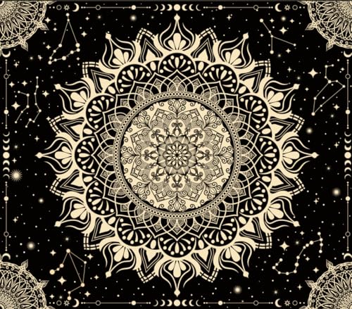 Apdidl Mandala-Wandteppich, 130 x 150 cm, Schwarz von Apdidl