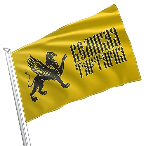 Grand Tartaria-Flagge, Banner mit Messingösen, doppelt genäht, lebendige Farben, Nylon, historische Flagge, geeignet für Outdoor-Dekoration, Flaggen für Valentinstag, Weihnachten, 90 x 150 cm von Apedes