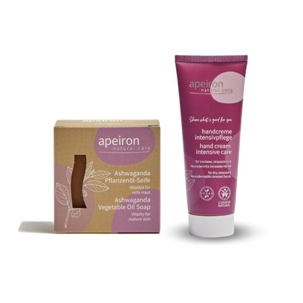 Ayurvedisches Winterpflege Set apeiron Intensivpflege Hand & Ashwaganda Seife von Apeiron