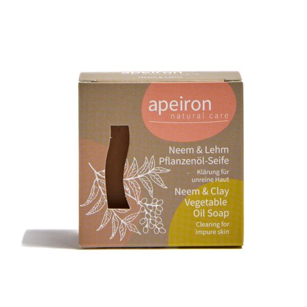 apeiron Pflanzenöl-Seife Neem & Lehm 100g - Klärung für unreine Haut von Apeiron
