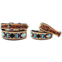 Personalisierte Maßgeschneiderte Western Hand Punziert Perlen 100% Echtes Leder Gepolstertes Hundehalsband Edelstahl Rostbeweis Schnalle 82 von ApeironLeather