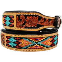 Personalisiertes Western Hand Punziertes Perlen 100% Echtes Leder Gepolstert Hunde Welpe Halsband Edelstahl Rostfrei 147 von ApeironLeather