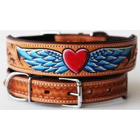 Personalisiertes Western Hand Tooled Perlen 100% Echtes Leder Gepolstert Hunde Welpe Halsband Edelstahl Rostfrei Schnalle Hund52 von ApeironLeather