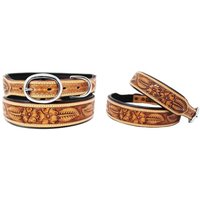 Personalisiertes Western Hand Tooled Perlen 100% Echtes Leder Gepolstert Hunde Welpe Halsband Edelstahl Rostfrei Schnalle von ApeironLeather