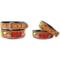 Personalisiertes Western Hand Tooled Perlen 100% Echtes Leder Gepolstert Hunde Welpe Halsband Edelstahl Rostfrei Schnalle von ApeironLeather