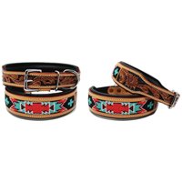 Personalisiertes Western Hand Tooled Perlen 100% Echtes Leder Gepolstert Hunde Welpe Halsband Edelstahl Rostfrei Schnalle von ApeironLeather