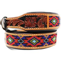 Personalisiertes Western Hand Tooled Perlen 100% Echtes Leder Gepolstert Hunde Welpe Halsband Edelstahl Rostfrei Schnalle von ApeironLeather