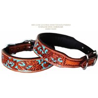 Personalisierte Maßgeschneiderte Western Hand Punziert 100% Echtes Leder Graviert Gepolstertes Hundewelpenhalsband Edelstahl Rostfrei Schnalle 47 von ApeironLeather