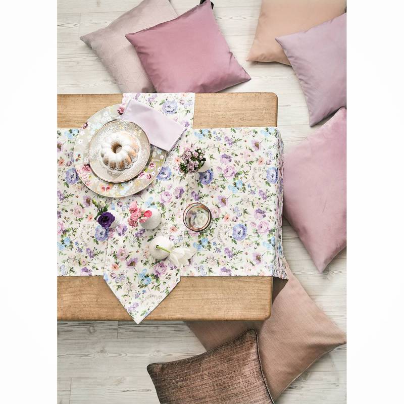 home24 Tischläufer 6911 48 x 140cm Blau/Weiß/Violett/Weiß/Mauve von home24