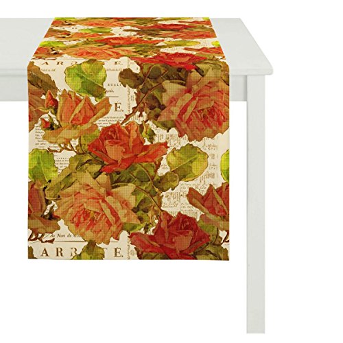 APELT 3039_95x95_30 mitteldecke "3039 Floral" circa 95 x 95 cm, Fb. 30, rot von APELT