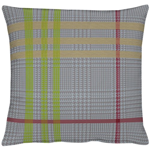 APELT Tartan_49x49_10 Kissenhülle, Polyester, grau-grün, 49 x 49 x 0.5 cm von APELT