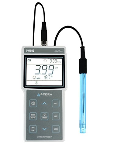 Apera Instruments PH400S tragbares pH-Messgerät mit GLP-Datenverwaltung und USB-Anschluss (pH-Messbereich: -2, 00 bis 19, 00) von Apera Instruments