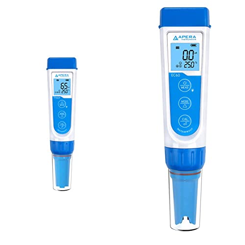 Apera Instruments PH60F Premium pH-Meter mit flacher Elektrode & EC60 Premium Leitfähigkeits-Messgerät (±1% Genauigkeit, EC/TDS/Salzgehalt Messung, austauschbare BPB-Elektrode, wasserfest) von Apera Instruments