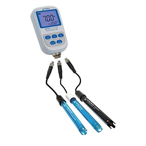 Apera Instruments SX731 Tragbares pH/ORP/Leitfähigkeit Messgerät Set im Koffer (wasserdicht, Speicherfunktion, autom. Temperaturkompensation und Kalibrierung) von Apera Instruments