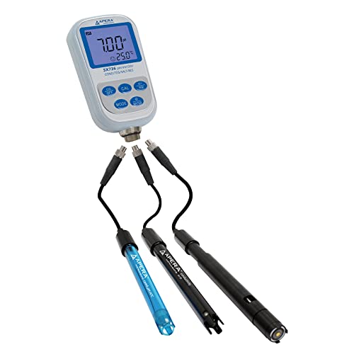 Apera Instruments SX736 tragbares pH-/Leitfähigkeit (EC)-/TDS-/Salinität-/Resistivität-/Sauerstoff (DO)-Messgerät von Apera Instruments