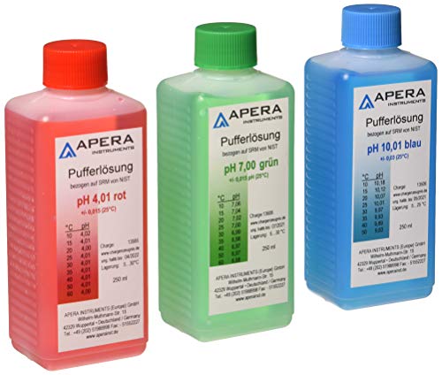 Apera Instruments pH Kalibrierlösung 4.01/7.00/10.01 je 250ml, Pufferlösung Set von Apera Instruments