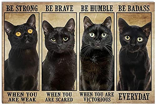 Aperiy Metallschild 'Be Strong When The Black Cat Becomes Weak', Poster, Kunstdekoration, Wanddekoration, Schilder und Plaketten, 8x12inch von Aperiy