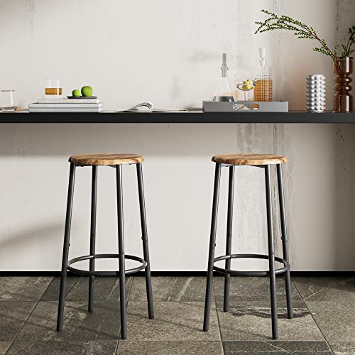Apetaccat Barhocker Set von 2, Rustikale braune Runde industrielle Counter Hocker mit Fußstütze, Einstellbare Füße, Küche, Party mit einfacher Montage Apetaccat Barhocker Set von 2, Rustikale braune Runde industrielle Counter Hocker mit Fußstütze, Einstellbare Füße, Küche, Party mit einfacher Montage von Apetaccat