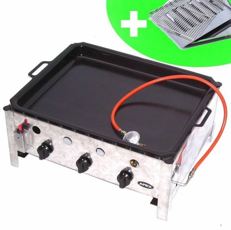 Apex Gasgrill EDELSTAHL GASBRÄTER 10 kW 3 flammig GASGRILL BRÄTER GRILL BBQ von Apex