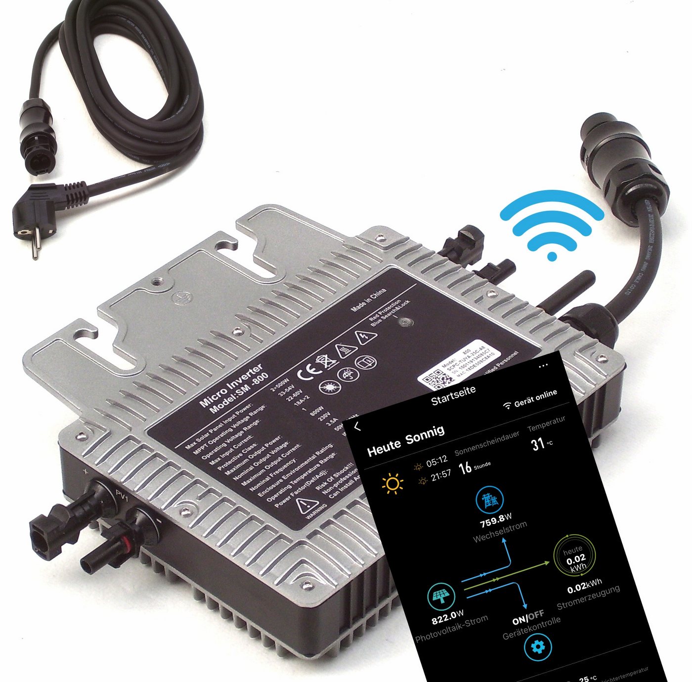 Apex Solarladeregler Mikro-Wechselrichter 800 Solar Wechselricher WiFi App 15827, 1-St. von Apex