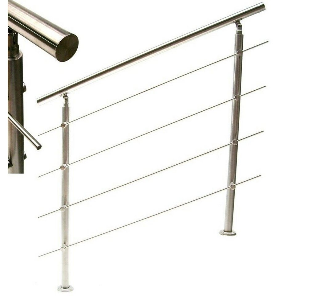 Apex Treppengeländer Edelstahl Treppengeländer 80 Handlauf Geländer Balkongeländer 4 Querstäbe 57203, 80 cm Länge von Apex