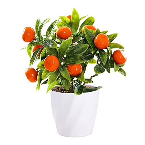 Aphmeir Künstlicher Orangenbaum Topfpflanzen, 10 Zoll Künstliche Frucht Bonsai Baum Orange Dekor, Gelbe Zitrone Dekorationen für Küche, Büro, Wohnkultur (Orange) von Aphmeir