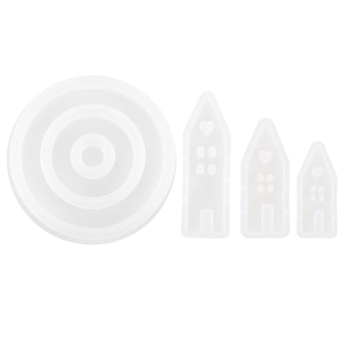 Aphromirel 4 Stück Silikonform Kerzenhalter Set Gießformen Kerzenhalter Gießform Kerzenhalter Ostern Silikonform Haus Epoxidharz Formen Haus für Geburtstag Heimdekoration Geschenk für Papa Mama von Aphromirel