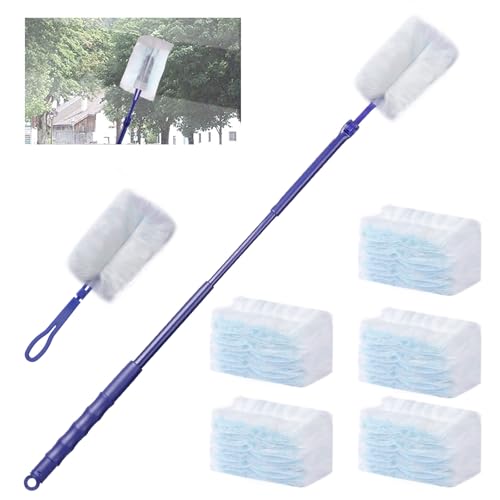 Aphromirel 50 Stück Staubmagnet Nachfüllpack Set mit 1 Handgriff und 1 Teleskopstange Staubtücher Reinigungsstaub Staubtuch Nachfüllung für Zuhause Schule Büro Tierhaare Staub Schmutz von Aphromirel