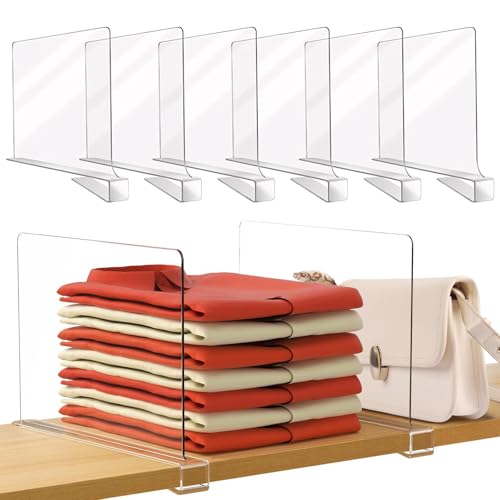 Aphromirel 8 Stück Transparente Acryl Regaltrenner Multifunktionaler Regalteiler Adjustable without drilling für Schlafzimmer KüChen BüCherregale SchräNke Und Kleiderschrankteiler von Aphromirel