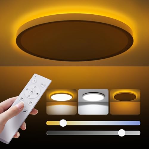 Aphyni Deckenlampe LED Deckenleuchte,Flach 24W,3000K-6500K,Dimmbar mit Fernbedienung,5W Nachtlicht Warm,App Intelligente Steuerung,2.5cm Ultra Dünn Schlafzimmer Lampe für Küche Büro Aphyni Deckenlampe LED Deckenleuchte,Flach 24W,3000K-6500K,Dimmbar mit Fernbedienung,5W Nachtlicht Warm,App Intelligente Steuerung,2.5cm Ultra Dünn Schlafzimmer Lampe für Küche Büro von Aphyni