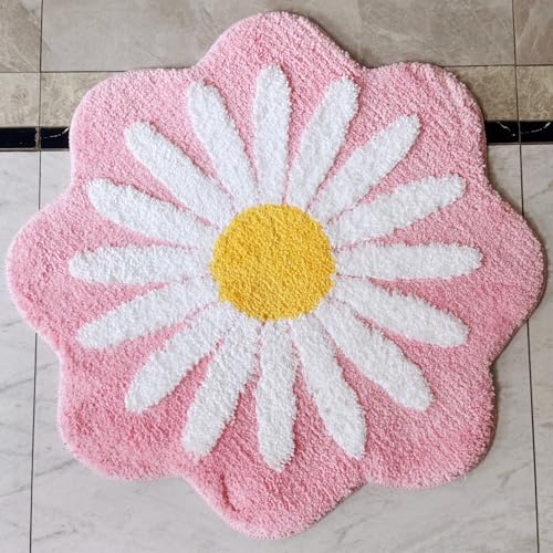 Apioiqa Daisy Badematte, niedliche Blumen-Badezimmerteppiche mit weicher Mikrofaser, saugfähig, schnell trocknend, rutschfest, maschinenwaschbar, Plüsch, zottelige Matte für WC, Dusche, Tür, 65 x 65 Apioiqa Daisy Badematte, niedliche Blumen-Badezimmerteppiche mit weicher Mikrofaser, saugfähig, schnell trocknend, rutschfest, maschinenwaschbar, Plüsch, zottelige Matte für WC, Dusche, Tür, 65 x 65 von Apioiqa