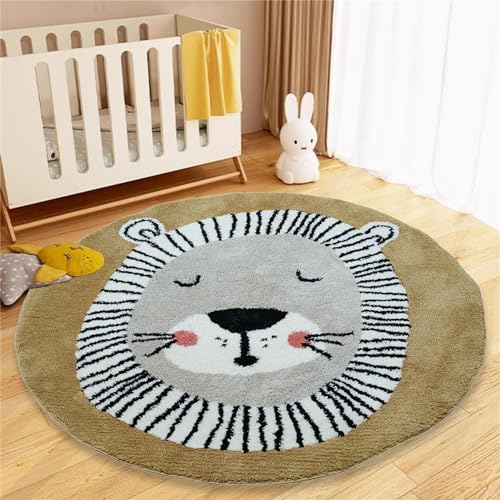 Apioiqa Runder Tierteppich, niedlicher Löwen-Teppich, Kinderspielmatte, weicher Löwenbereich, rutschfest, Kreis, Krabbelmatte für Kinder, Spielzimmer, Klassenzimmer, Kinderzimmer, Dekoration, Braun Apioiqa Runder Tierteppich, niedlicher Löwen-Teppich, Kinderspielmatte, weicher Löwenbereich, rutschfest, Kreis, Krabbelmatte für Kinder, Spielzimmer, Klassenzimmer, Kinderzimmer, Dekoration, Braun von Apioiqa