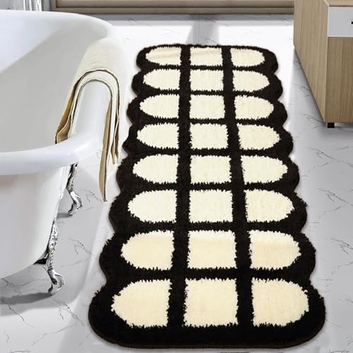 Apioiqa Schwarz-weiß karierter Badezimmerteppich, 50,8 x 160 cm, extra weiche und saugfähige Mikrofaser-Badteppiche, rutschfester Plüsch, zotteliger Teppich für Badezimmerboden, Badewanne und Dusche Apioiqa Schwarz-weiß karierter Badezimmerteppich, 50,8 x 160 cm, extra weiche und saugfähige Mikrofaser-Badteppiche, rutschfester Plüsch, zotteliger Teppich für Badezimmerboden, Badewanne und Dusche von Apioiqa