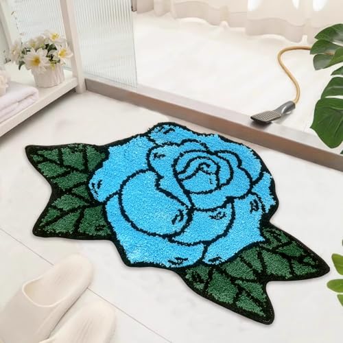 Badezimmerteppich, Motiv: Rosenblumen, kokett, Raumdekoration, Blumenmuster, rutschfest, saugfähig, romantisch, Rosenblütenteppich, waschbar, Badewannenmatten für Dusche und Badezimmer, 78,7 x 48,7 cm Badezimmerteppich, Motiv: Rosenblumen, kokett, Raumdekoration, Blumenmuster, rutschfest, saugfähig, romantisch, Rosenblütenteppich, waschbar, Badewannenmatten für Dusche und Badezimmer, 78,7 x 48,7 cm von Apioiqa