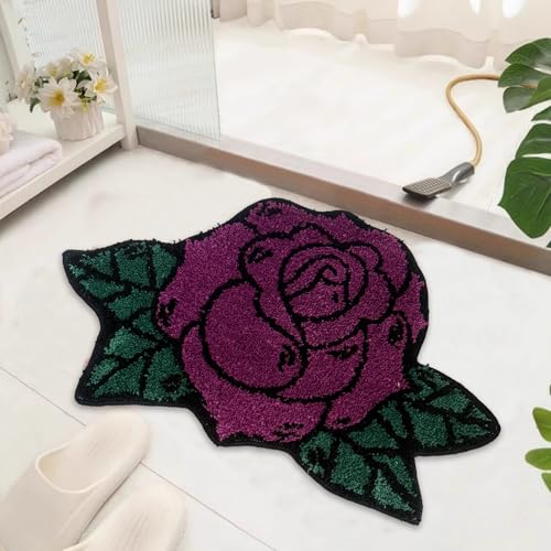 Purple Rose Teppich, Plüschteppich, Blumenmatte, Pilz, rutschfest, Mikrofaser, Badematte, super saugfähig, maschinenwaschbar, Badewannenmatten für Dusche Purple Rose Teppich, Plüschteppich, Blumenmatte, Pilz, rutschfest, Mikrofaser, Badematte, super saugfähig, maschinenwaschbar, Badewannenmatten für Dusche von Apioiqa