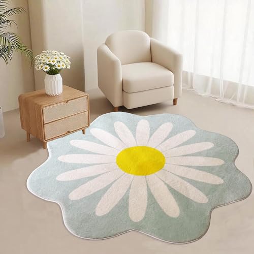Runder Teppich in Gänseblümchenform, 122 cm, für den Innenbereich, rund, waschbar, Gänseblümchen-Druck, rutschfester Teppich für Wohnzimmer, Esszimmer, Schlafzimmer, Eingangsbereich, Bürodekoration Runder Teppich in Gänseblümchenform, 122 cm, für den Innenbereich, rund, waschbar, Gänseblümchen-Druck, rutschfester Teppich für Wohnzimmer, Esszimmer, Schlafzimmer, Eingangsbereich, Bürodekoration von Apioiqa