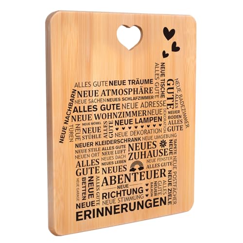 Apjielop Einzugsgeschenke Haus - Bambus Schneidebrett Geschenk zum Einzug ins Haus, Richtfest Geschenk, Einweihungsgeschenk Wohnung Haus, Neue Wohnung Geschenke, Leicht und praktisch（28 X 21.5 Cm） von Apjielop