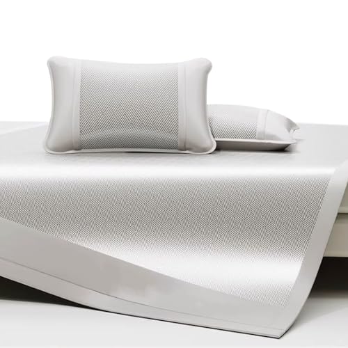 Apk i bc 3-teiliges Kühlkissen-Set aus Eisseide, faltbares und maschinenwaschbares Schlafkissen, geeignet für Schlafsäle und Wohnungen, Anti-Rutsch-Design für Sommer-Kühlkissen(Grey,200 * 220cm) von Apk i bc